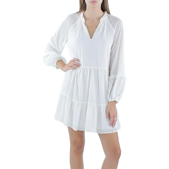 🎈3/$25🎈NWT CeCe Clip Dot Ruffled Shift Dress - Picture 2 of 11